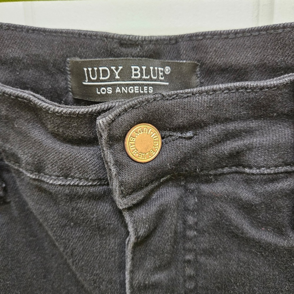 Judy‎ Blue Los Angeles Black Flare Jeans Womens Size 15/32 Frayed Hem Denim - Picture 3 of 12